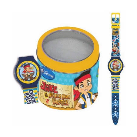 Uhr für Kleinkinder Cartoon JAKE THE PIRATE - TIN BOX (Ø 33 mm)