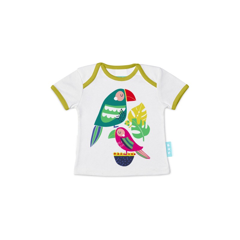 Kurzarm-T-Shirt für Kinder HappyFriday Moshi Moshi Pretty Parrots Bunt 6-9 Monate